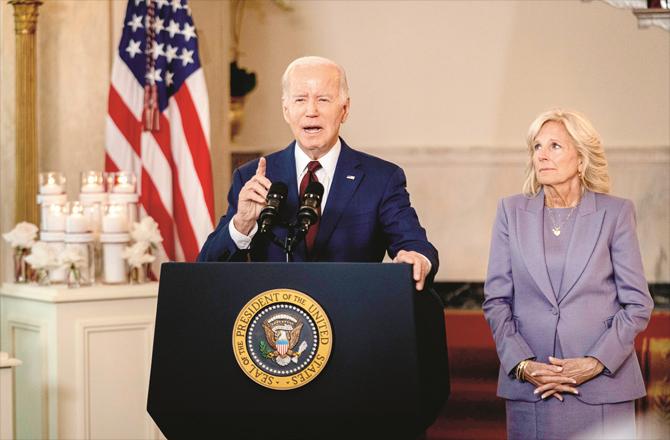 US President Joe Biden speaking. (AP/PTI)